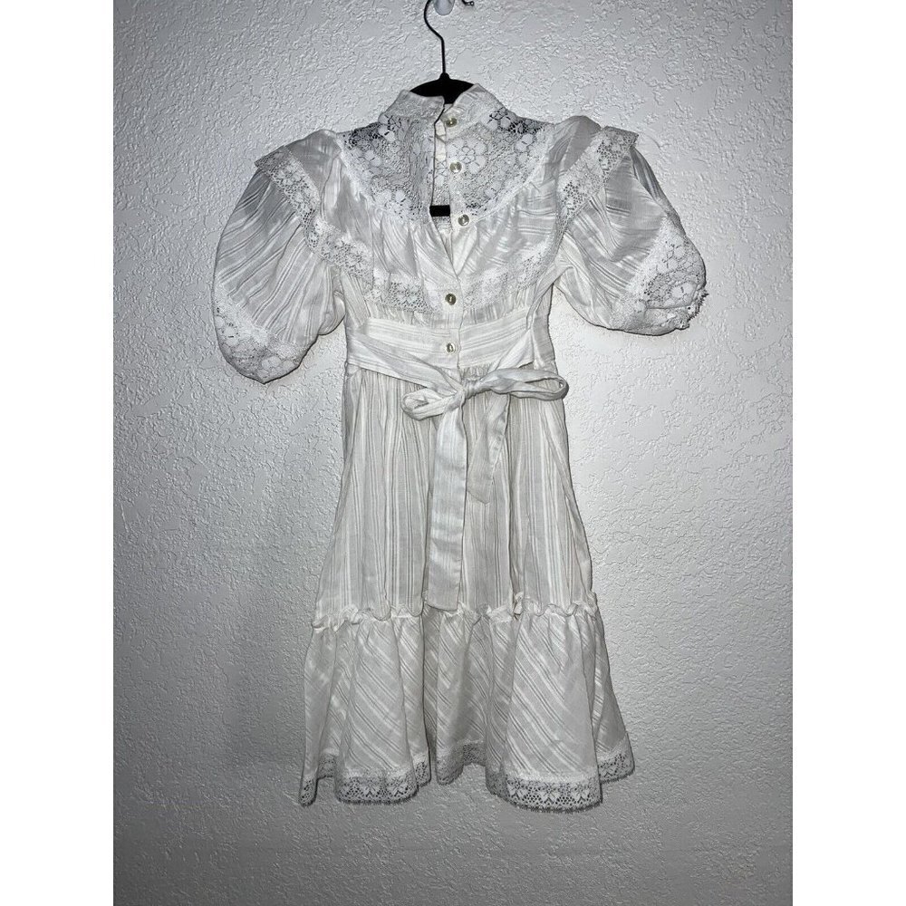 70’s - 80s Prom Dress Gunne Sax Style Prarie Vintage White Lace Dress D1 - Picture 2 of 8